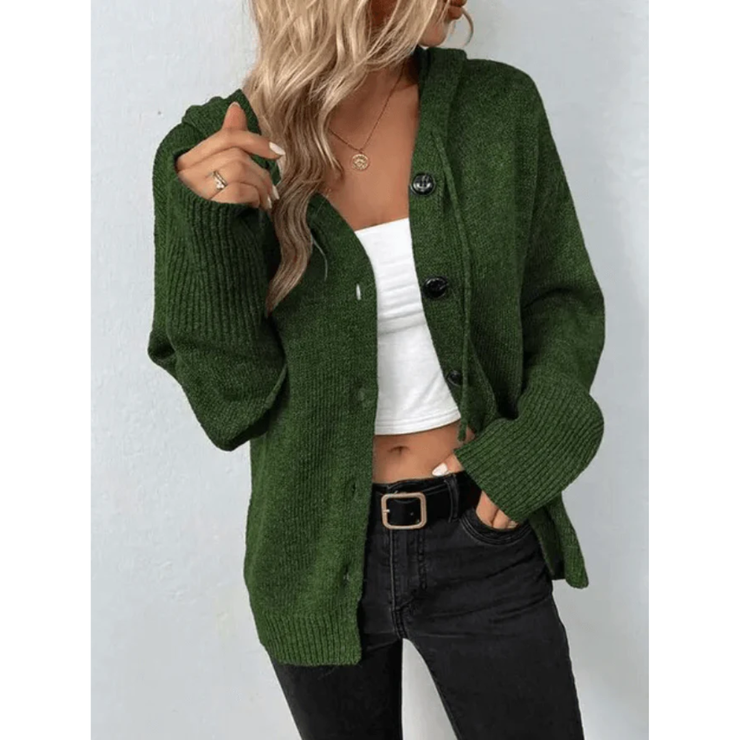 Street-Wave Women's Soft Knit Cozy Button-Front Cardigan For Autumn Warmth And Easy Layering