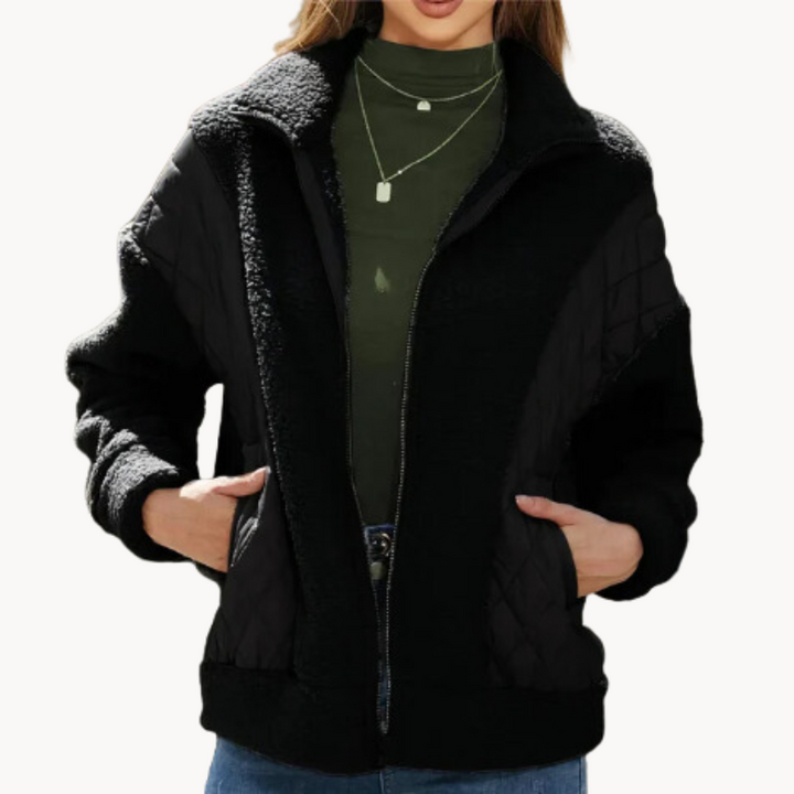 Street-Wave Sherpa Quilted Jacket For Women Cozy Warmth With Soft Sherpa Lining For Cold Weather All Day Comfort