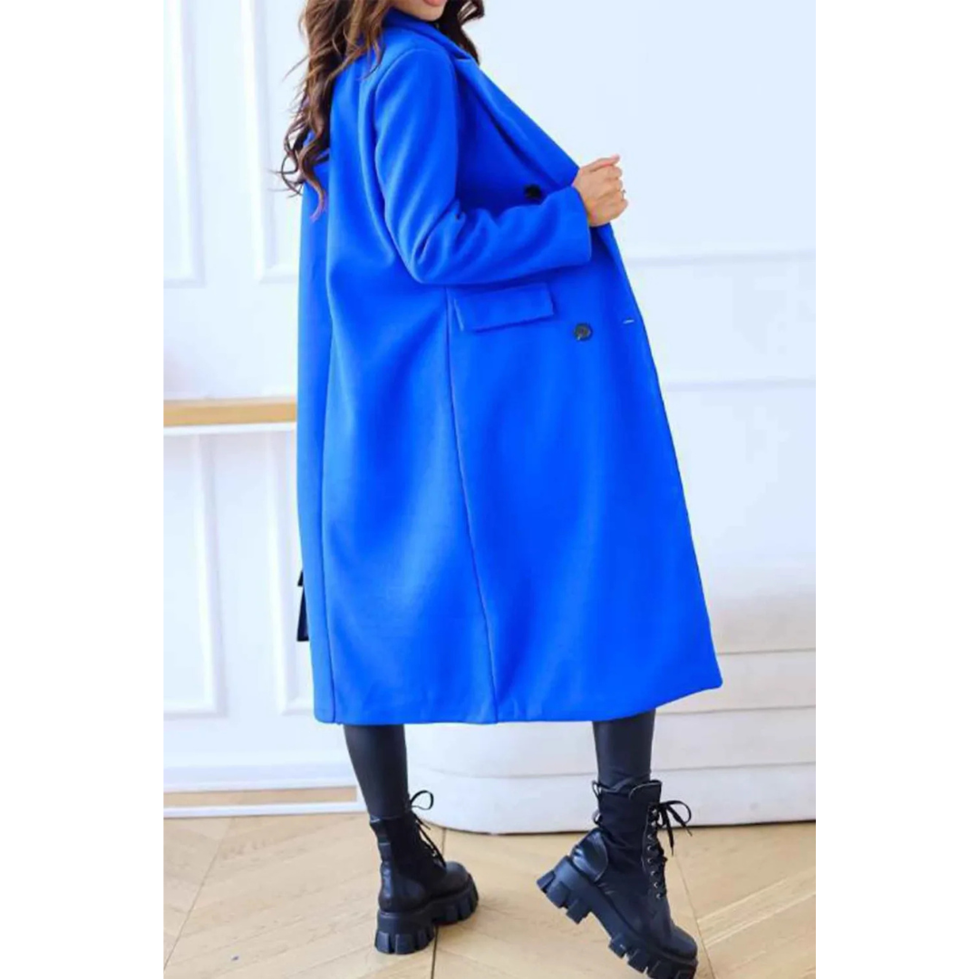 Street-Wave Long Coat Plus-Size Wool Blend Double-Breasted Timeless Classic Design for Women