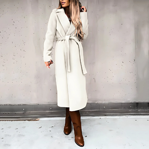 Street-Wave Sky Winter Coat For Women Elegant Long Wool Blend With Warmth And Flattering Silhouette