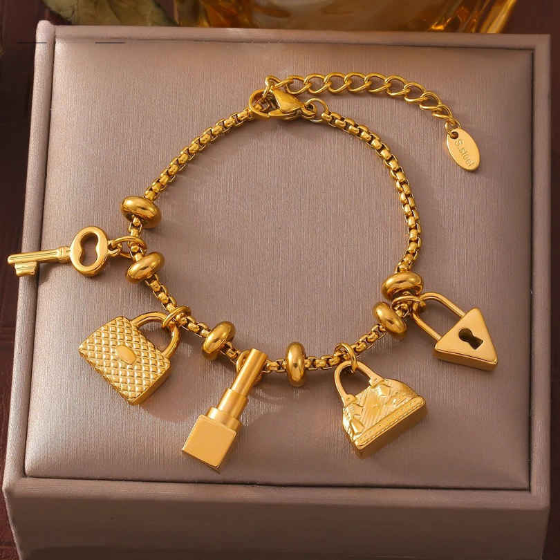 Aurelia Gold-Plated Charm Bracelet - Street-Wave