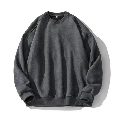 Men's Suede Oversized Sweatshirt Pullover by Street-Wave for Fall and Winter Casual Comfort