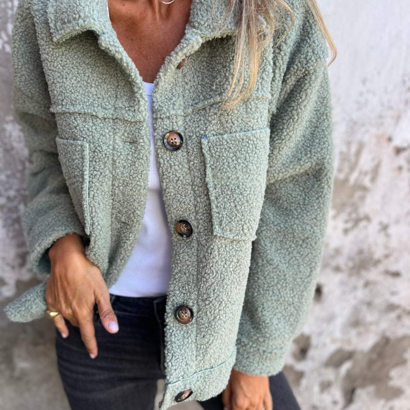 Street Wave Teddy Coat With Buttons Soft And Warm For Autumn And Winter Women Everyday Cozy Wear
