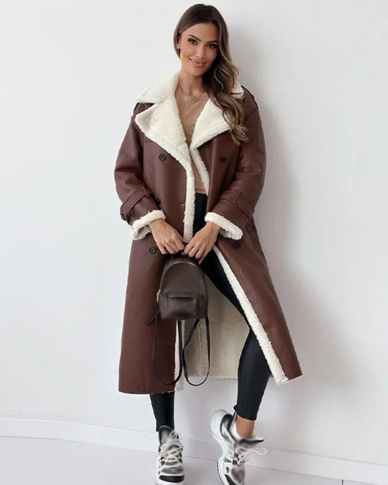 Street-Wave Long Shearling Coat For Women Cozy Timeless Elegance Outerwear All Weather Warmth And Sophisticated Style