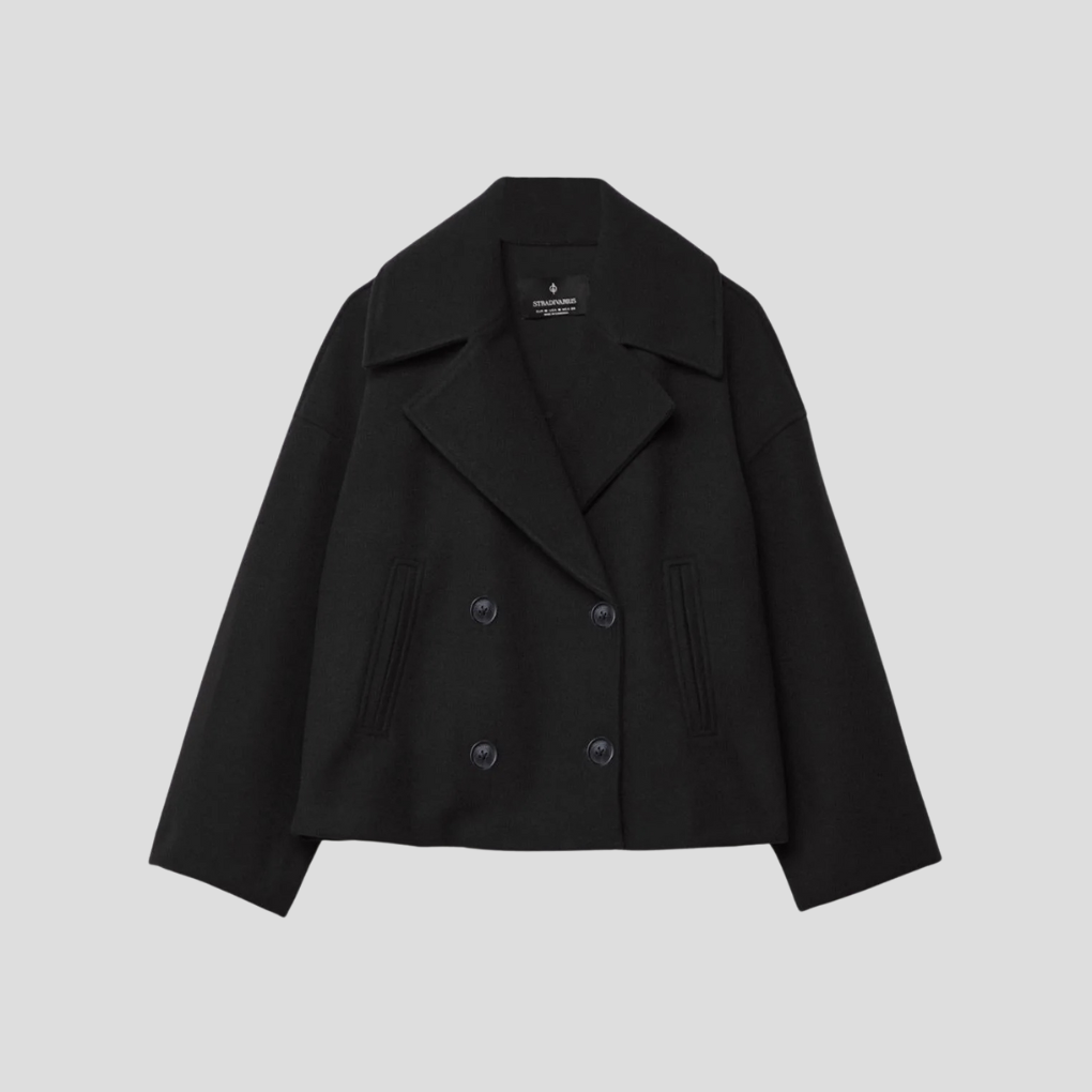 Street-Wave Double Breasted Short Coat For Women Elegant Timeless Retro Silhouette All Season
