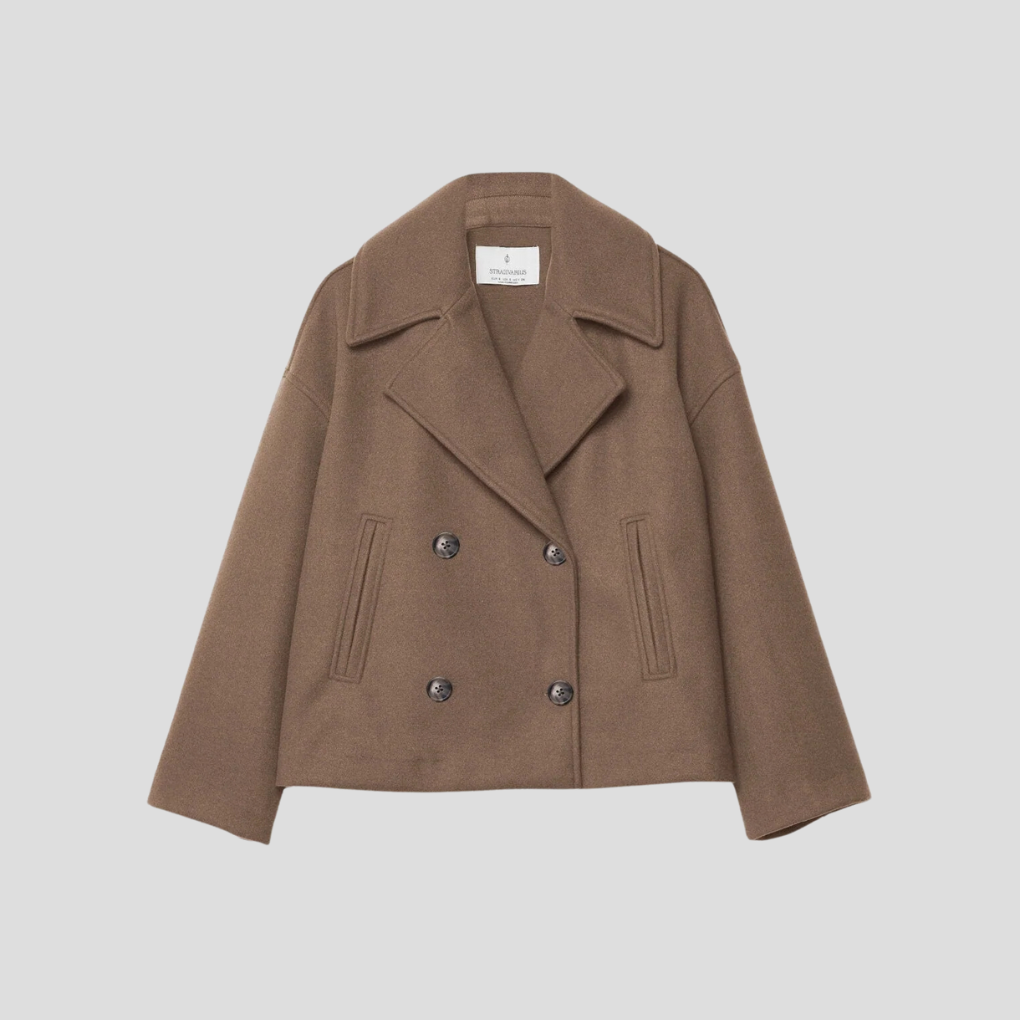 Street-Wave Double Breasted Short Coat For Women Elegant Timeless Retro Silhouette All Season