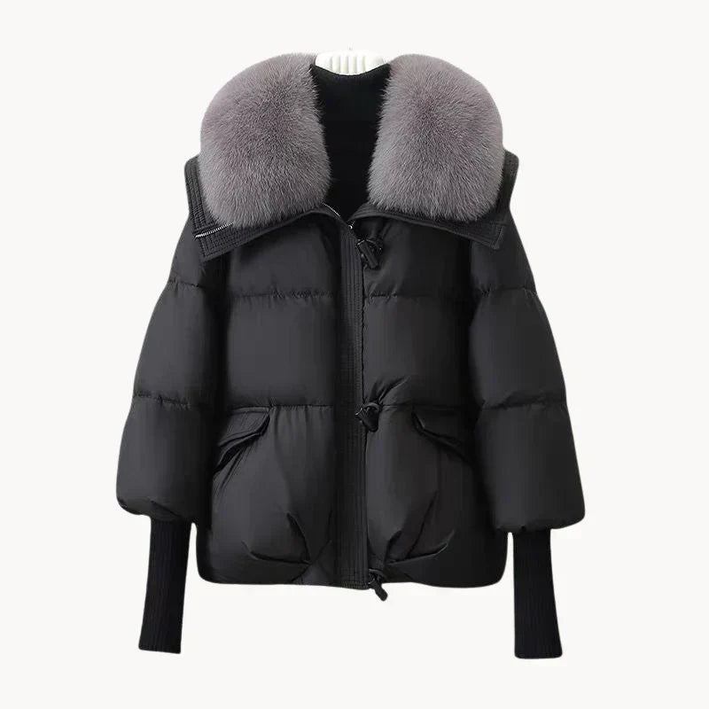 Street Wave Women Glamorous Puffer Jacket With Faux Fur Collar For Winter Warmth
