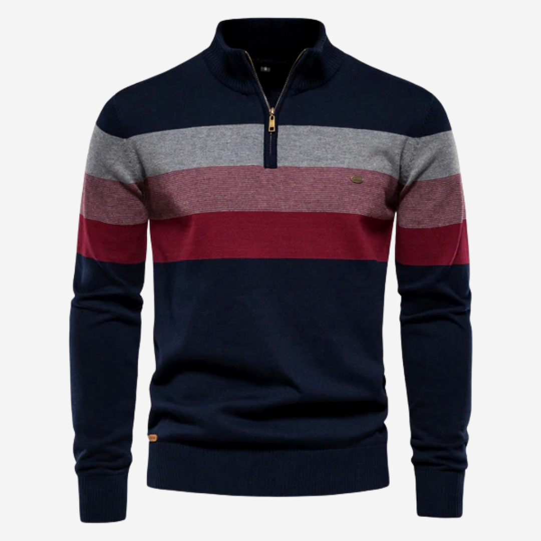 Cotton Striped Pullover Alain Retro Snoop Design for Men by Street-wave Warm Comfortable Knit