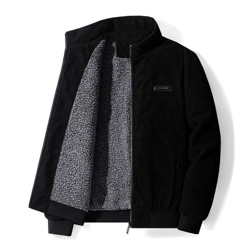 Street-Wave Corduroy Bomber Jacket For Men With Premium Warm Fleece Lining And Rugged Style