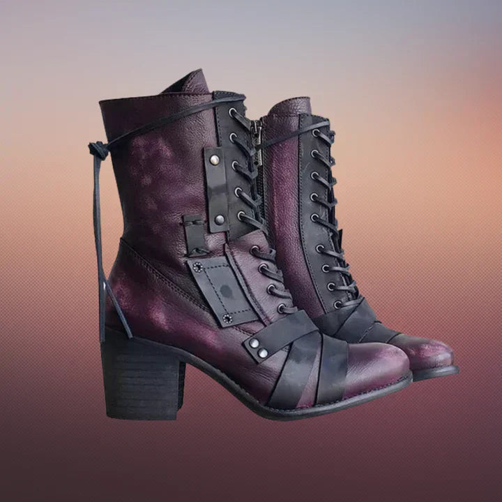 Street-wave Wilde Retro Motorcycle Boots With Thick Sole Leather Construction For Fashionable Women