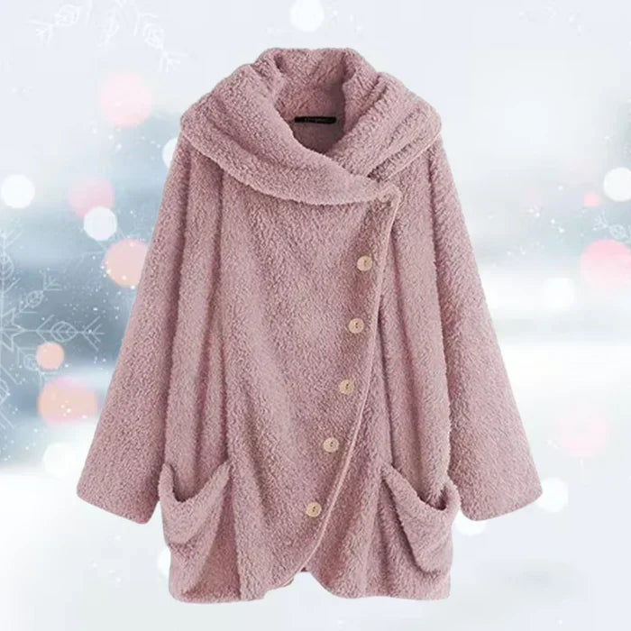 Streetwave Plush Coat For Women Warm Cozy Teddy Fleece Outerwear With Pockets And Snug Fit