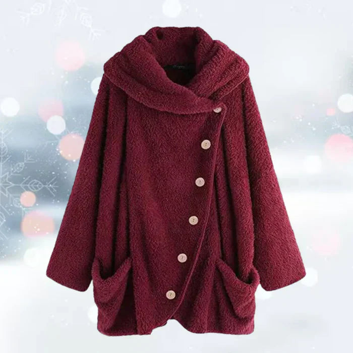 Streetwave Plush Coat For Women Warm Cozy Teddy Fleece Outerwear With Pockets And Snug Fit
