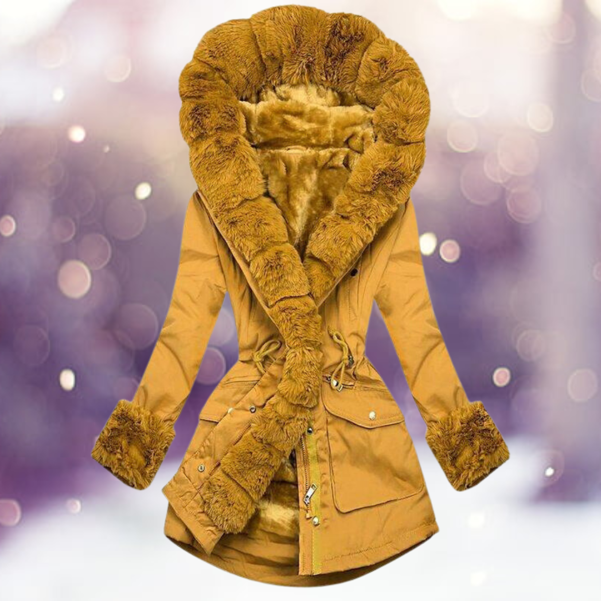 Street-wave Fur-Lined Winter Jacket For Women With Cozy Plush Lining And Warm Insulation For Cold Weather