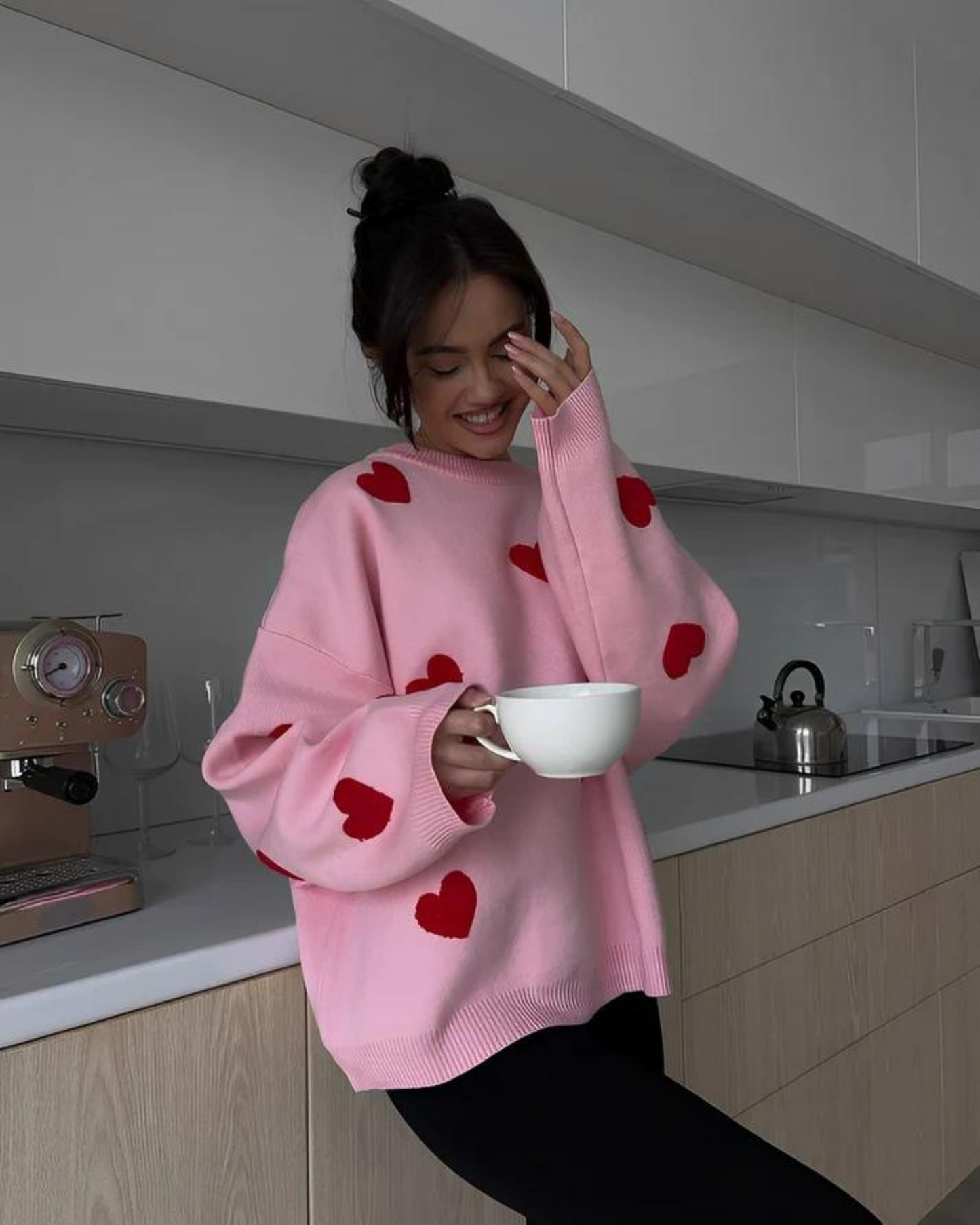 Street-Wave To The Moon Cozy Heart Print Pullover For Women Ultra Soft All Season Comfort