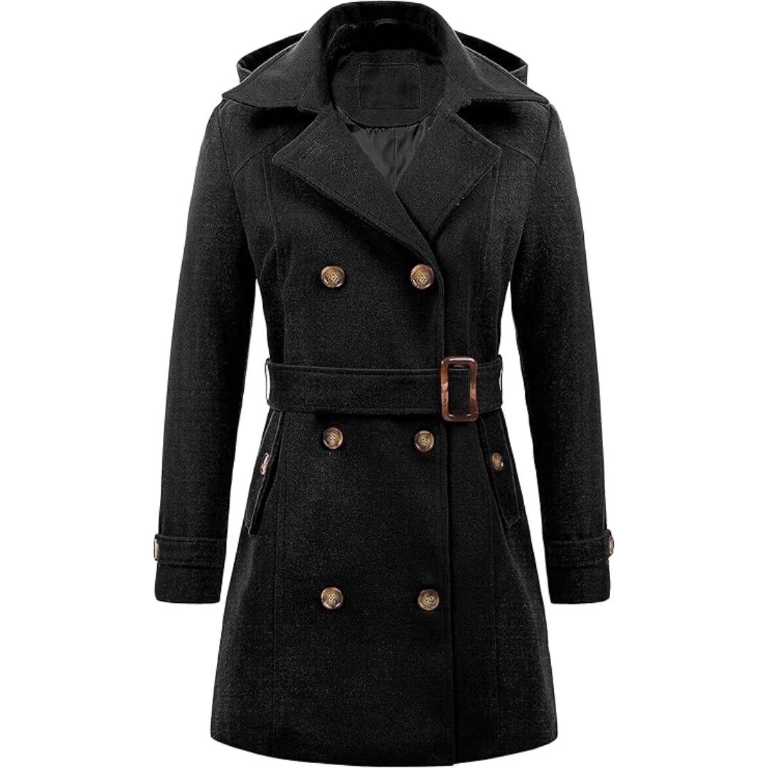 Street Wave Womens Padded Winter Trench Coat With Removable Hood For Cozy Warmth And Style