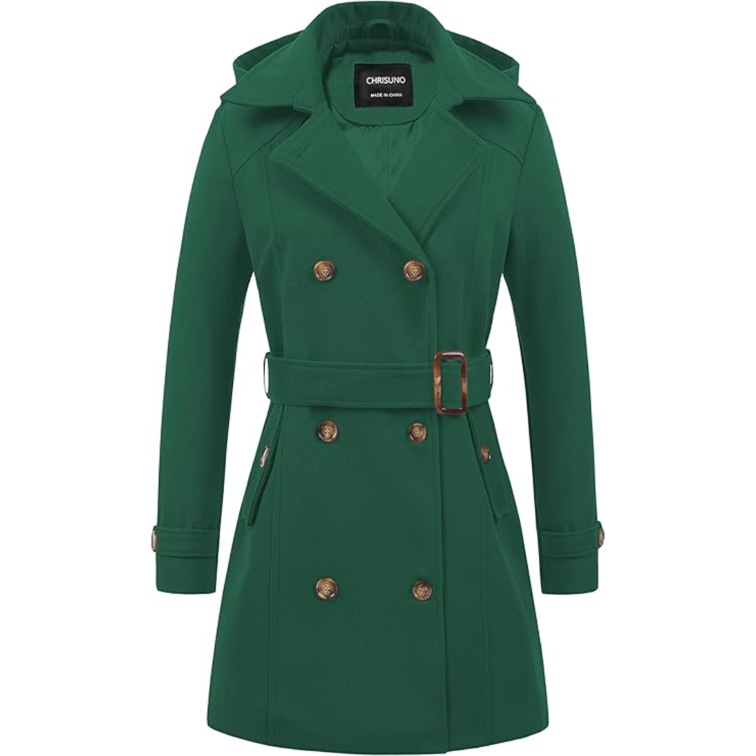 Street Wave Womens Padded Winter Trench Coat With Removable Hood For Cozy Warmth And Style