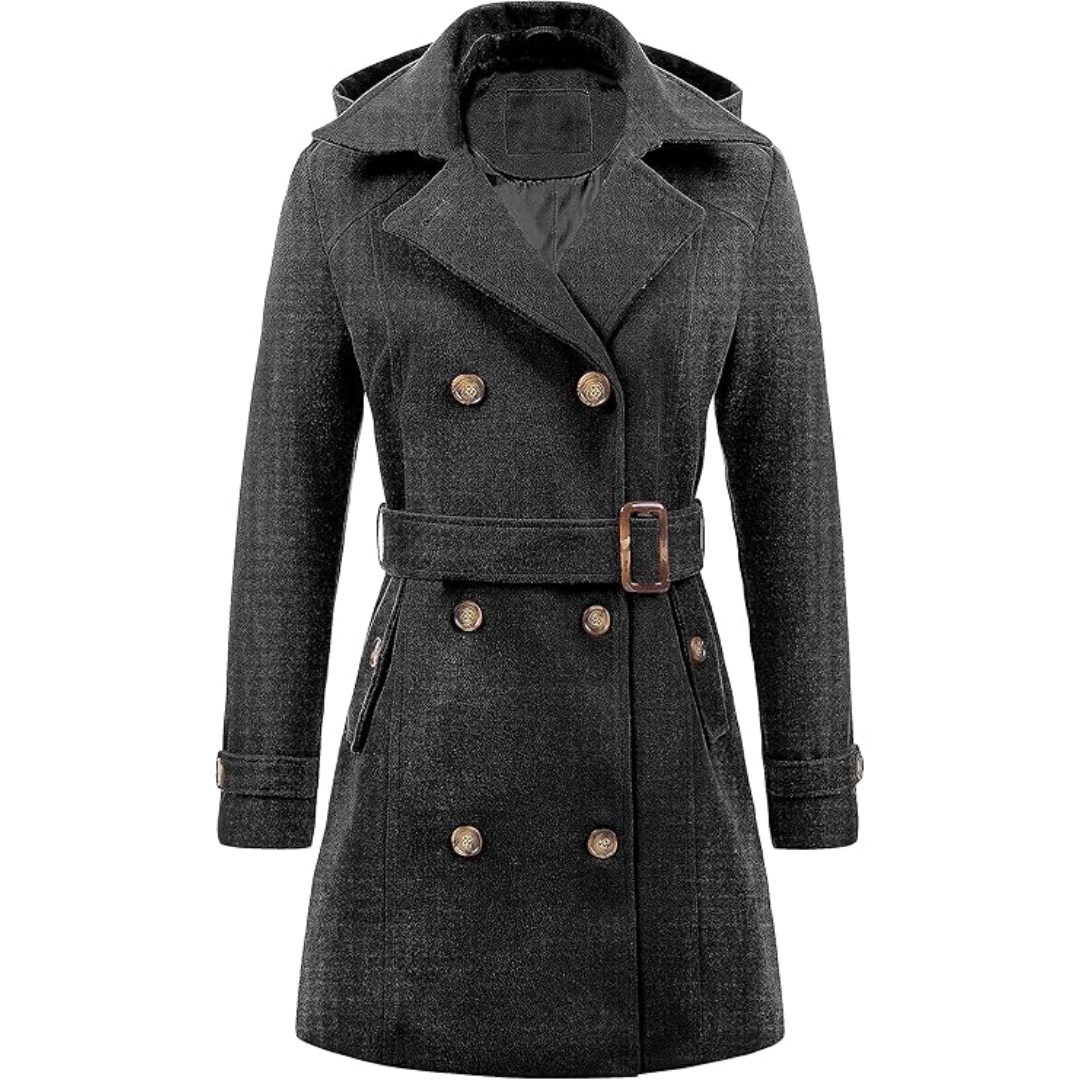Street Wave Womens Padded Winter Trench Coat With Removable Hood For Cozy Warmth And Style