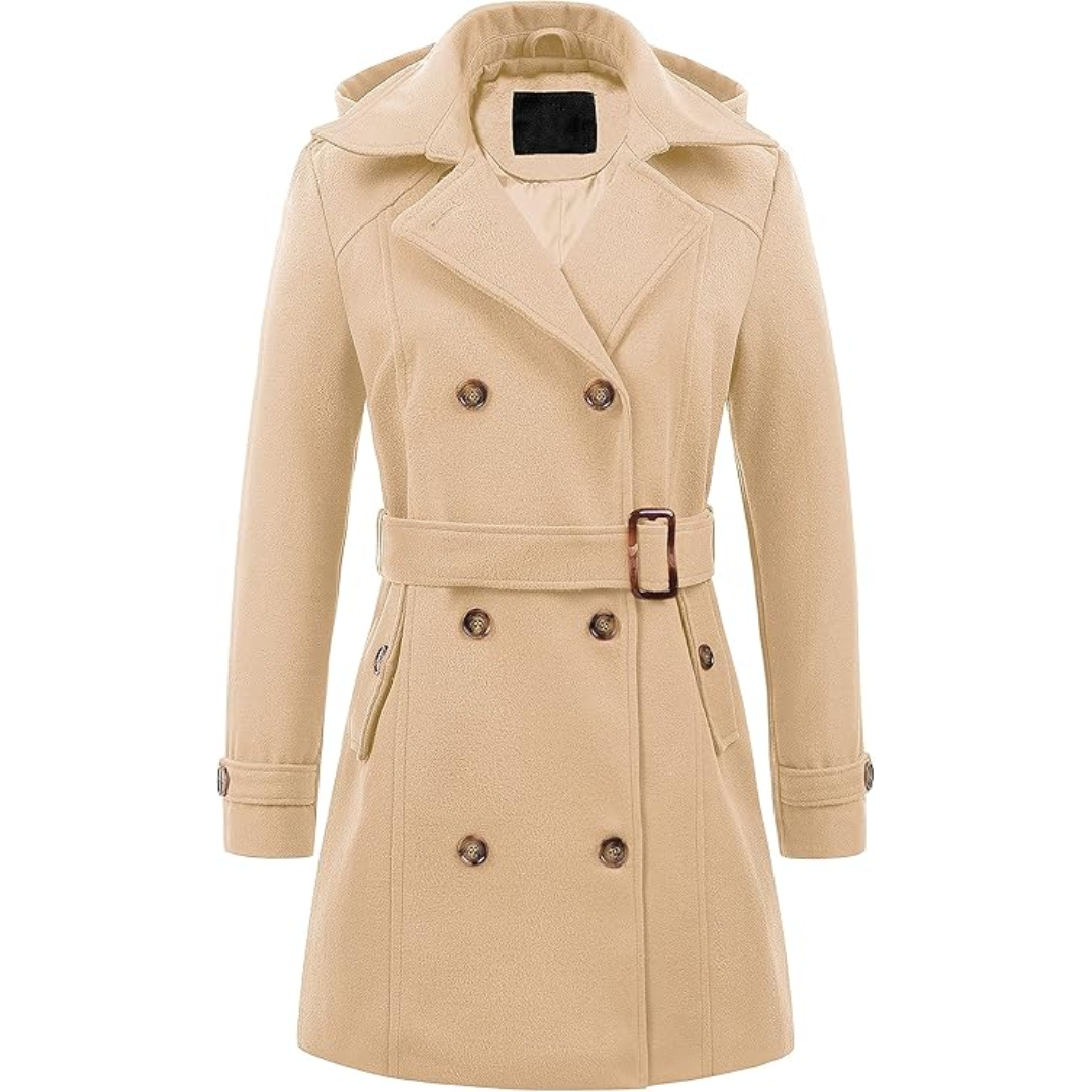 Street Wave Womens Padded Winter Trench Coat With Removable Hood For Cozy Warmth And Style