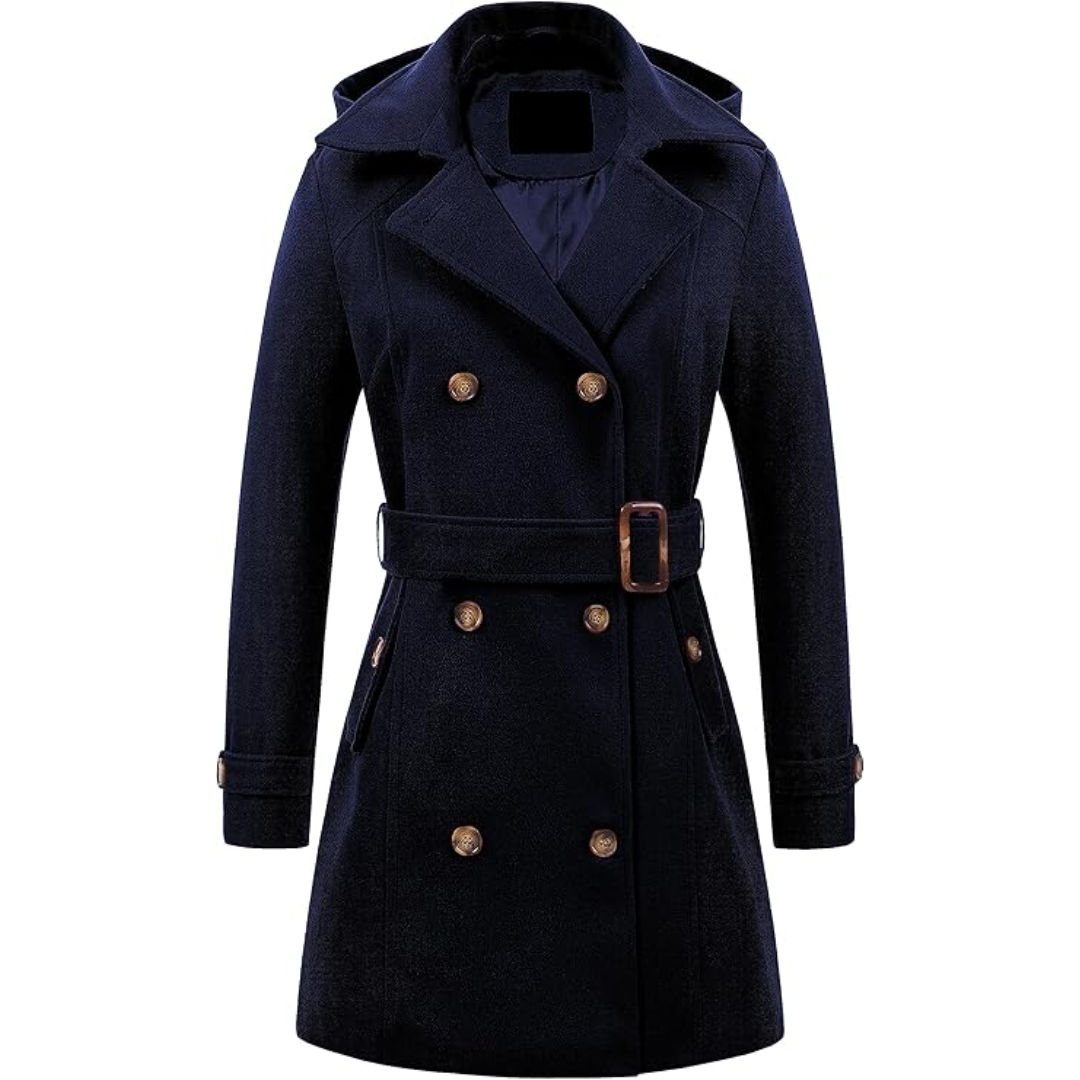 Street Wave Womens Padded Winter Trench Coat With Removable Hood For Cozy Warmth And Style