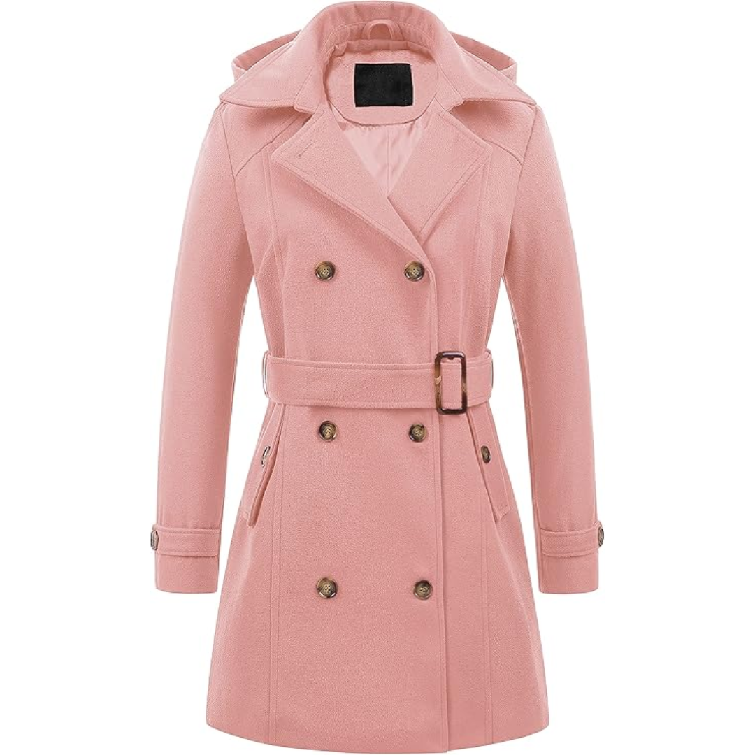 Street Wave Womens Padded Winter Trench Coat With Removable Hood For Cozy Warmth And Style