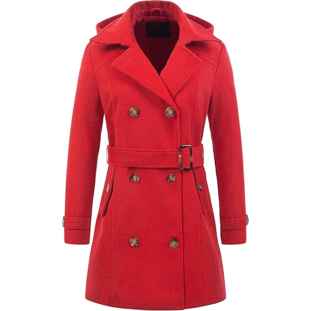 Street Wave Womens Padded Winter Trench Coat With Removable Hood For Cozy Warmth And Style