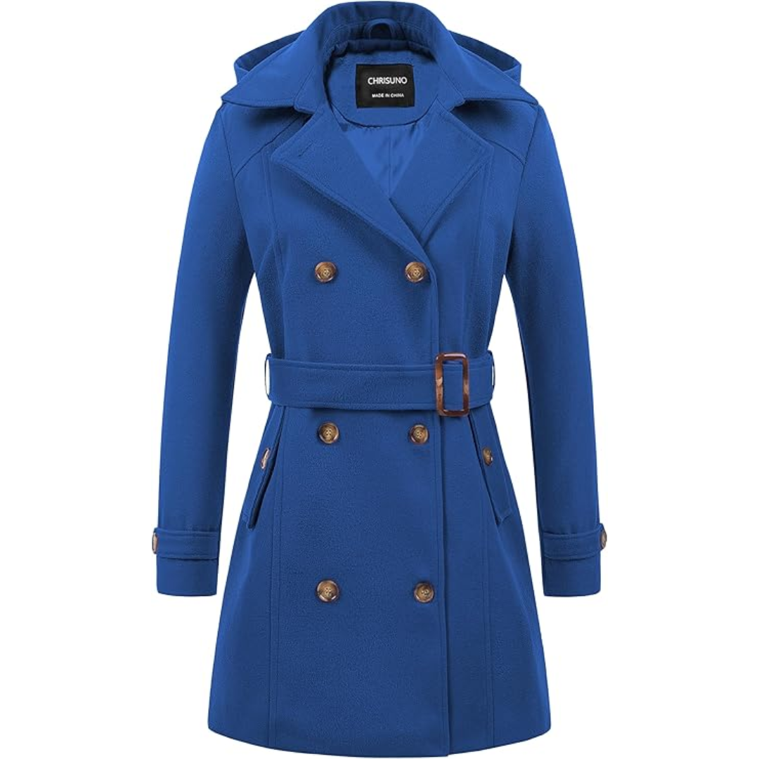 Street Wave Womens Padded Winter Trench Coat With Removable Hood For Cozy Warmth And Style