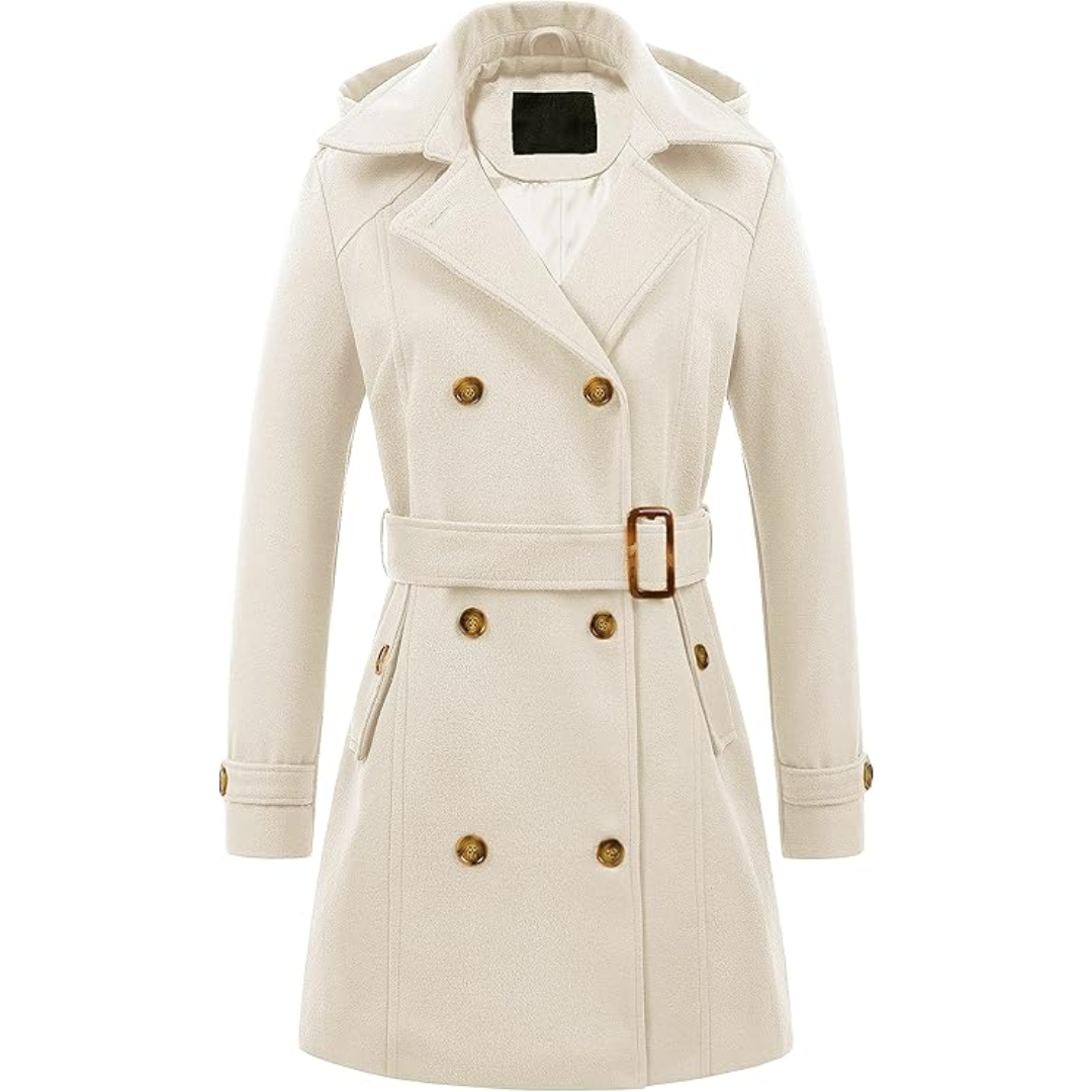 Street Wave Womens Padded Winter Trench Coat With Removable Hood For Cozy Warmth And Style