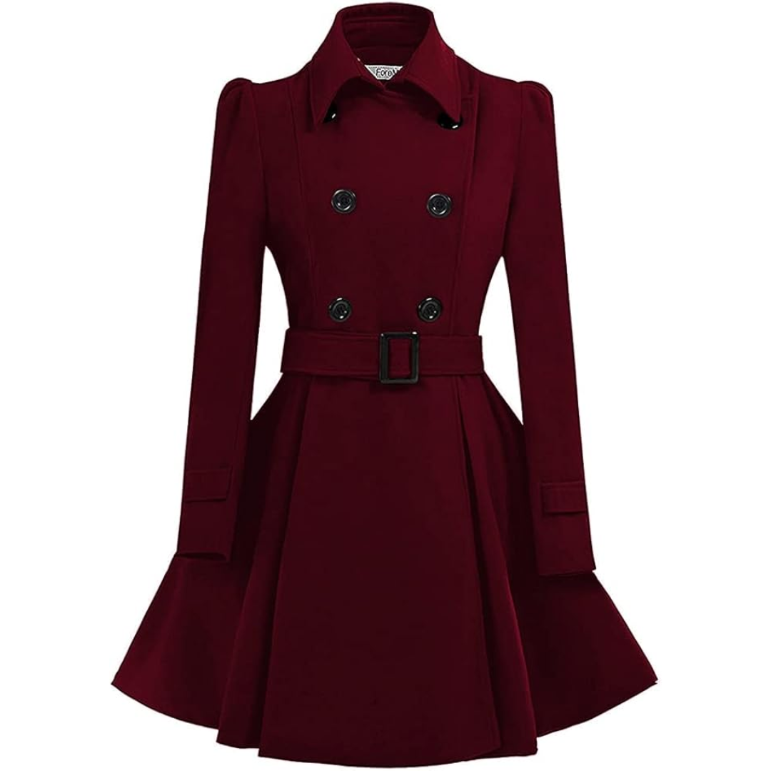 Street-Wave Wool Peacoat Belted Mid Length Coat With Classic Lapel For Women Stylish Spring Wardrobe Essential