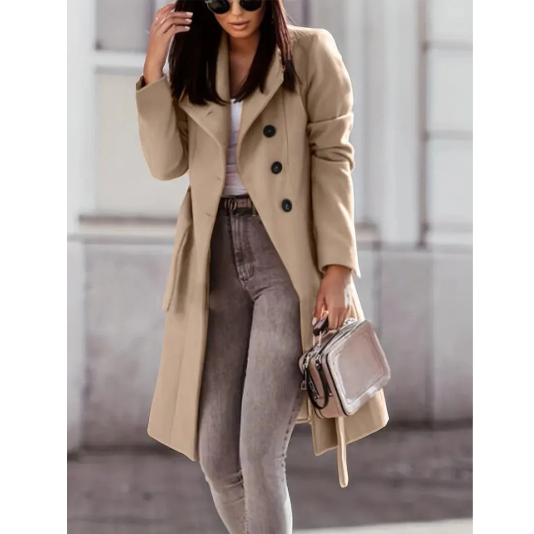 Streetwave Women Long Warm Trench Coat With Cozy Lining For Winter Comfort Double Breasted Style