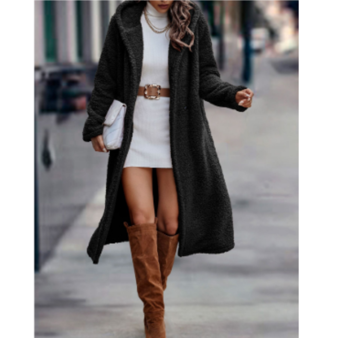 Street-Wave Women Teddy Coat Long Shearling Warm Winter Elegance For Everyday And Office