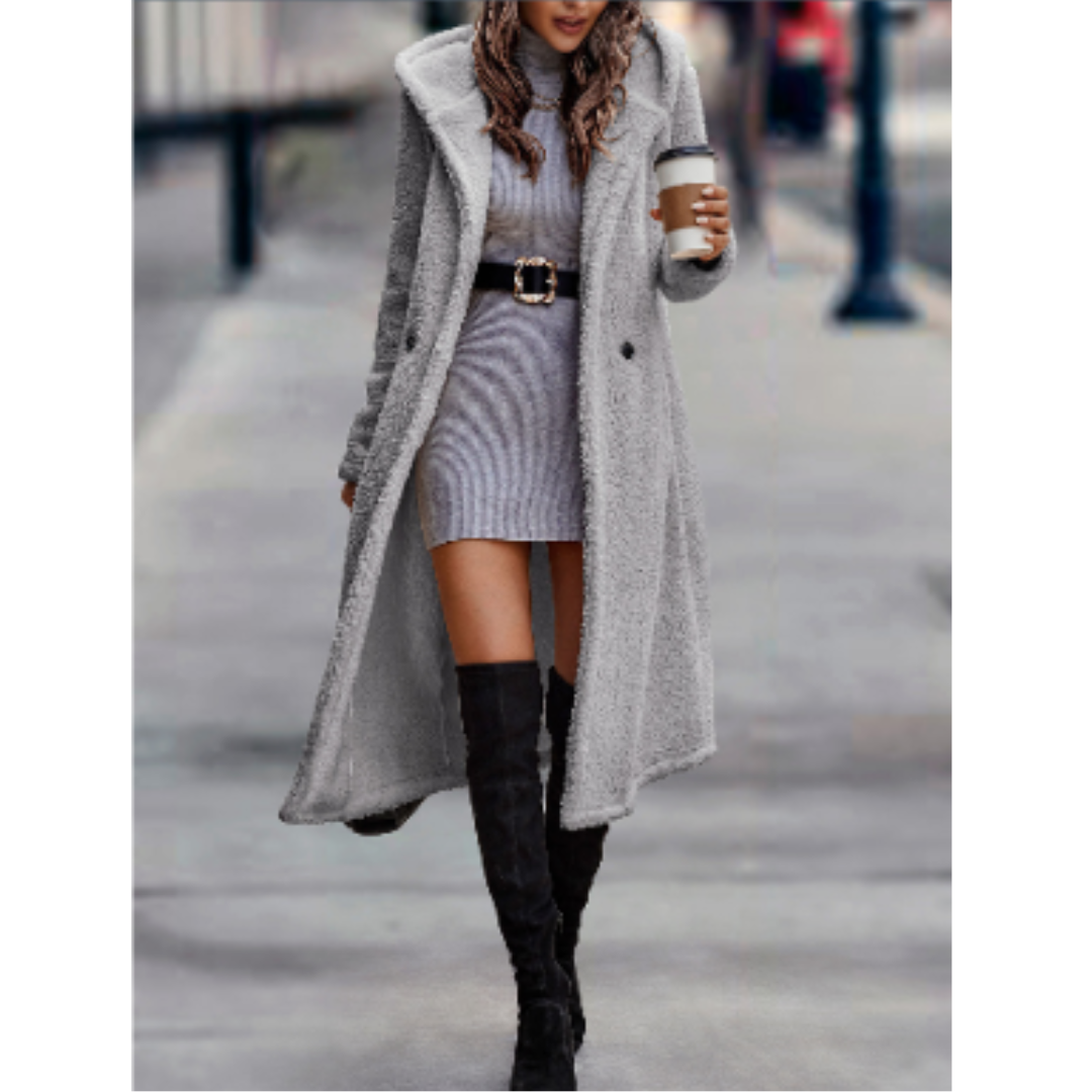 Street-Wave Women Teddy Coat Long Shearling Warm Winter Elegance For Everyday And Office