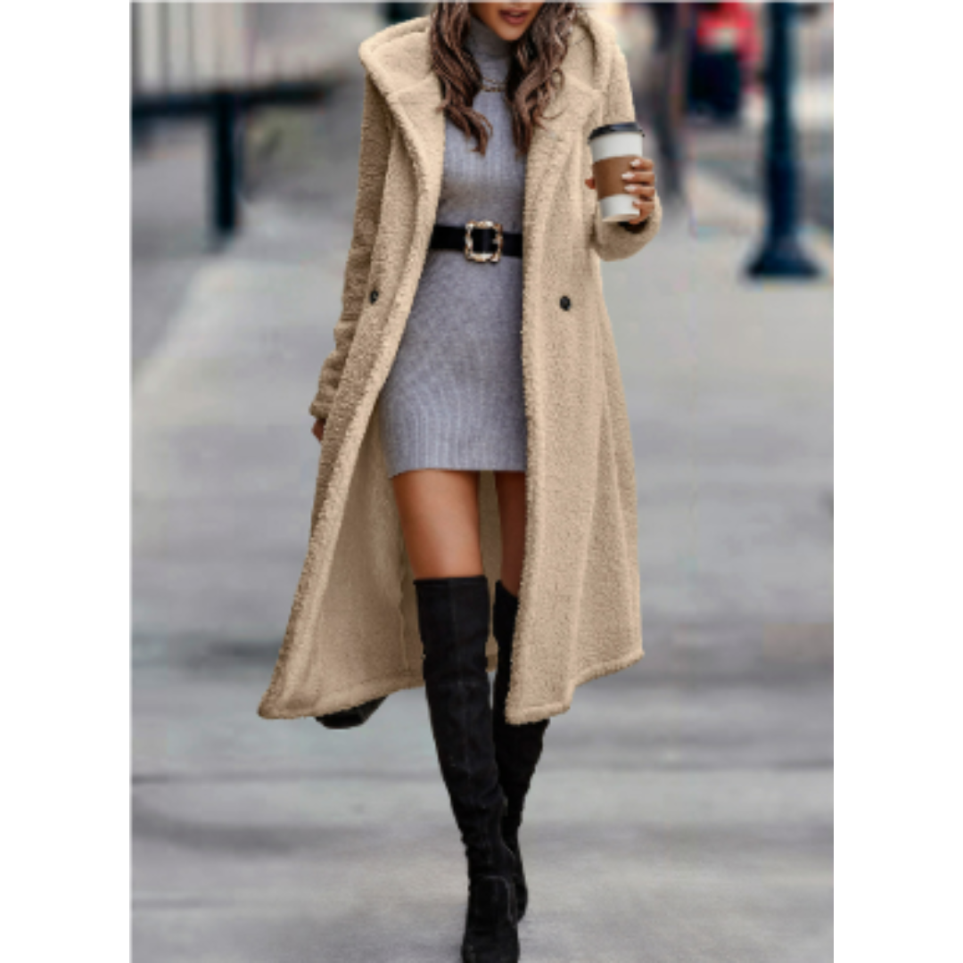 Street-Wave Women Teddy Coat Long Shearling Warm Winter Elegance For Everyday And Office