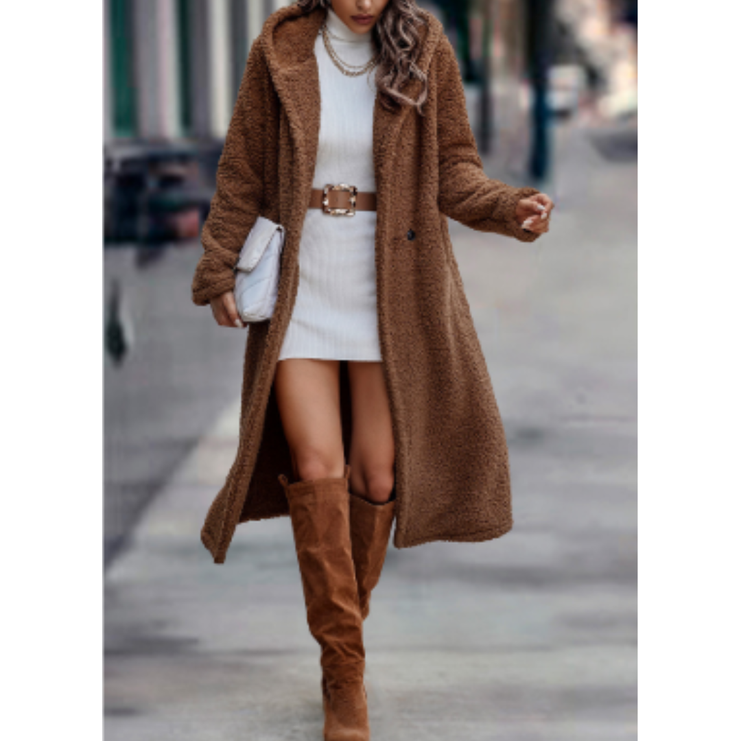 Street-Wave Women Teddy Coat Long Shearling Warm Winter Elegance For Everyday And Office