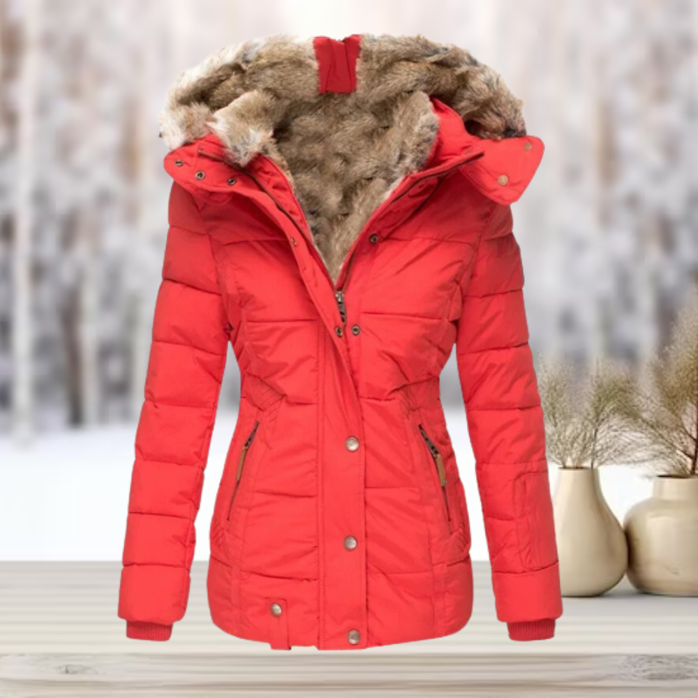 Streetwave Puffer Coat With Faux Fur Hood For Women Winter Warmth And Elegant Style