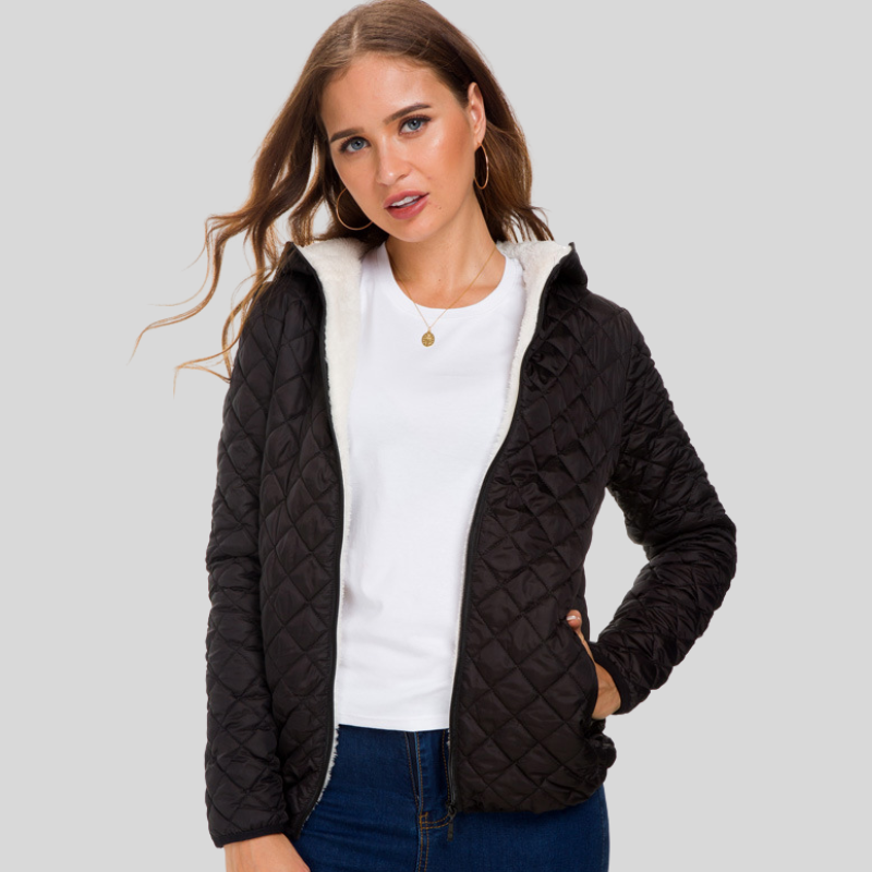 Street-Wave Diamond Quilted Padded Jacket For Women With Zipper And Practical Pockets, Flattering Fit