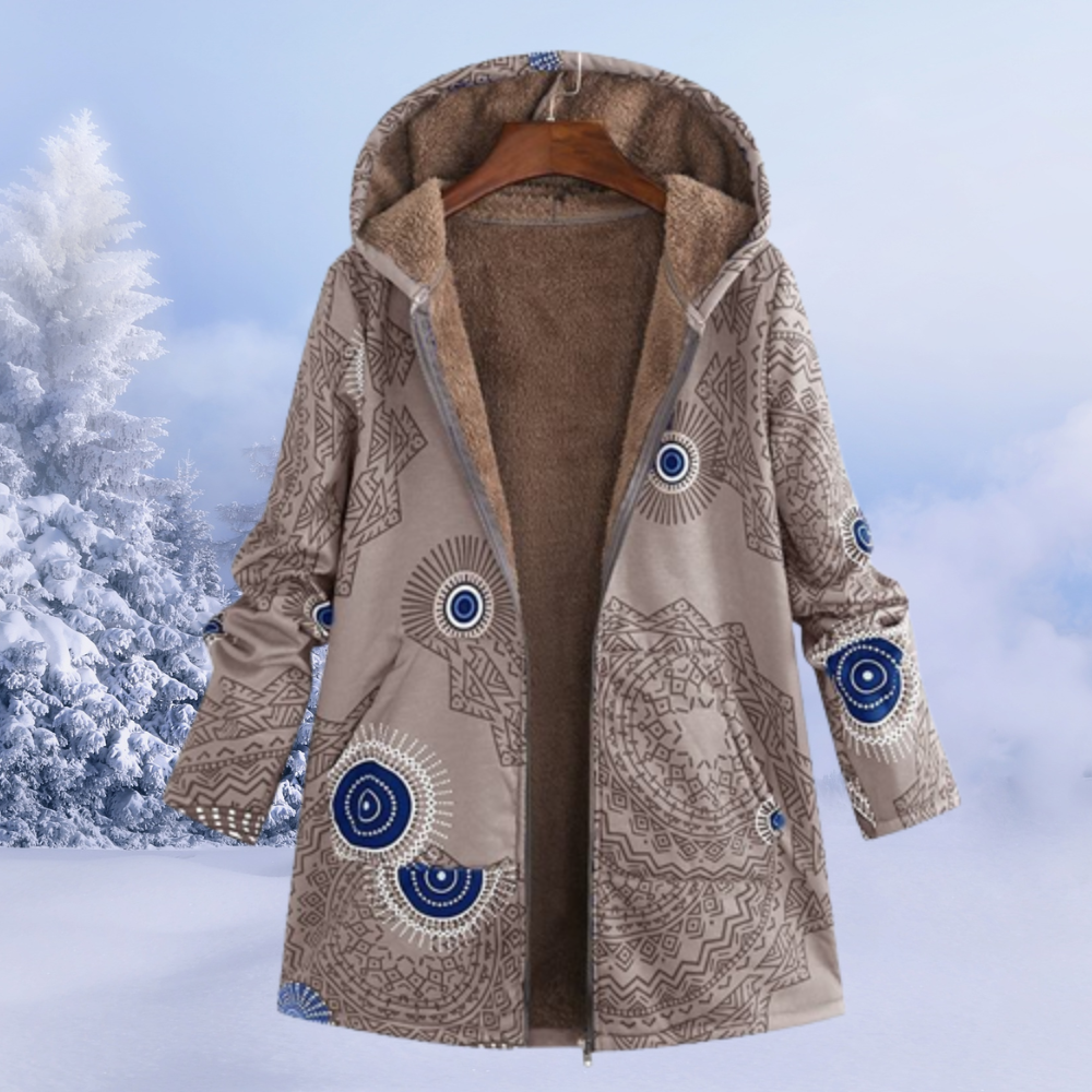 Streetwave Floral Winter Set Women Warm Plush Lined Coat Outfit With Elegant Feminine Look