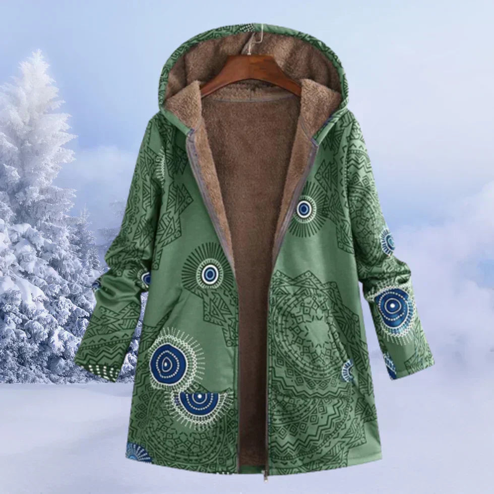 Streetwave Women Floral Parka Coat With Plush Fleece Lining Cozy Warm Winter Outerwear