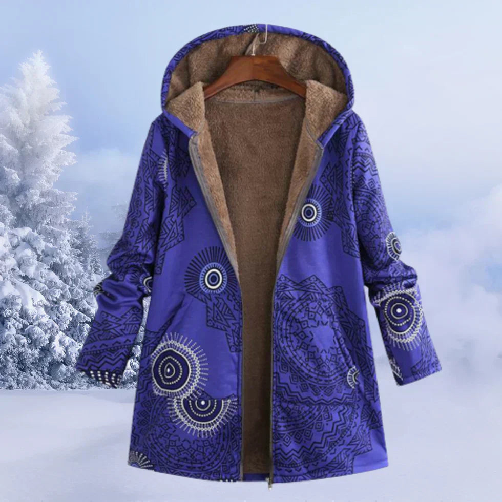 Streetwave Women Floral Parka Coat With Plush Fleece Lining Cozy Warm Winter Outerwear
