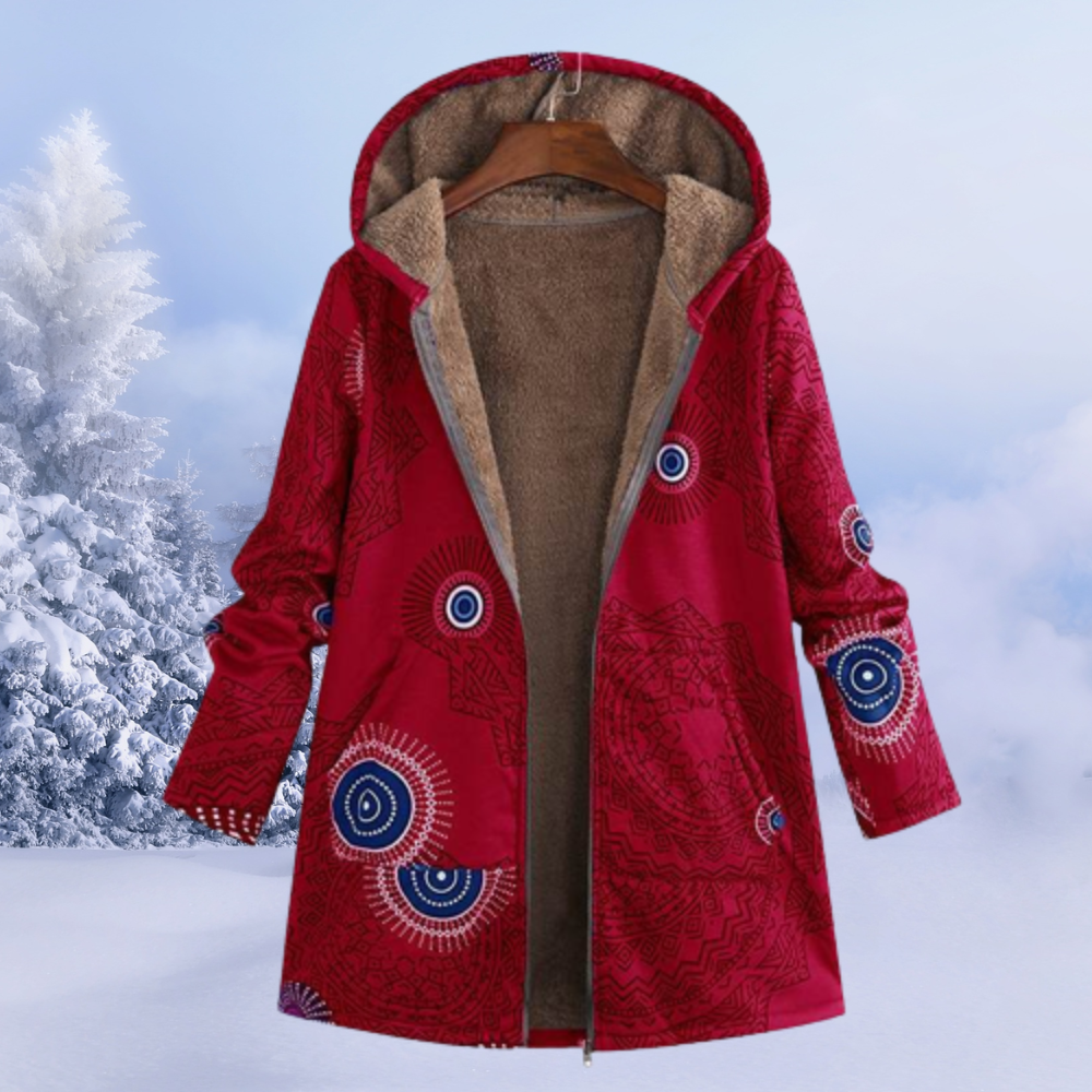 Streetwave Floral Winter Set Women Warm Plush Lined Coat Outfit With Elegant Feminine Look