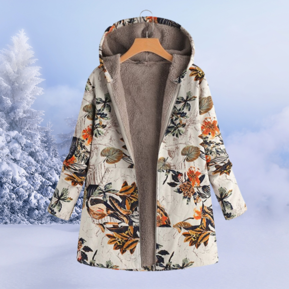 Streetwave Floral Winter Set Women Warm Plush Lined Coat Outfit With Elegant Feminine Look