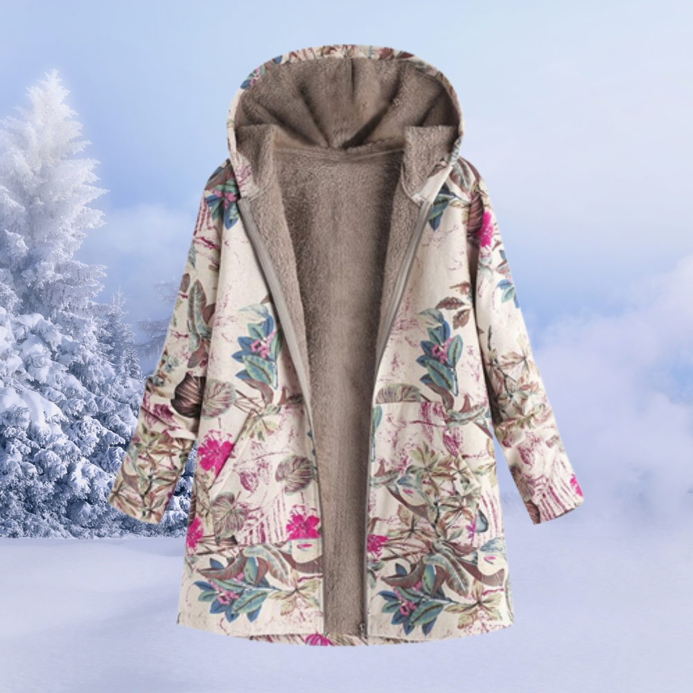 Street-Wave Women's Floral Print Jacket With Sherpa Lining For Everyday Cozy Comfort