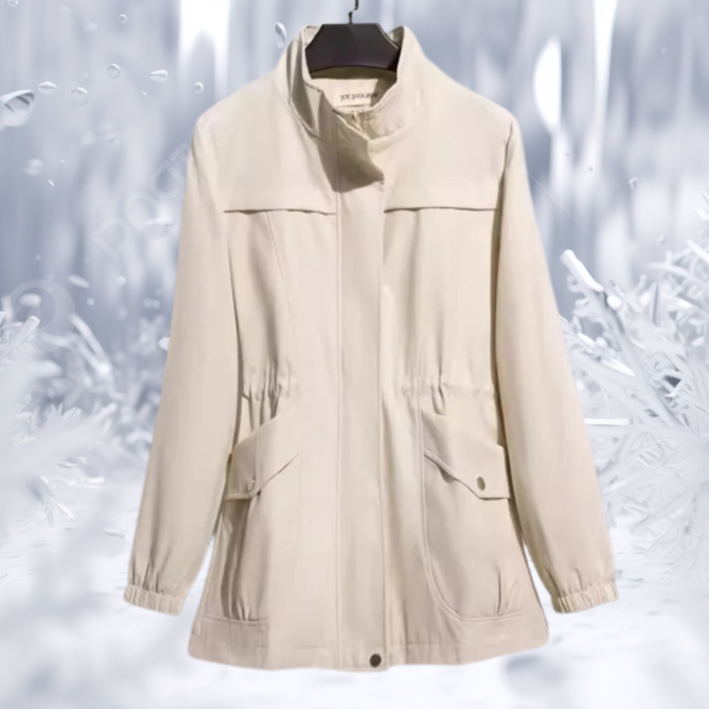 Street-wave Women's Parka Jacket Windproof With High Collar, Adjustable Waist And Pockets