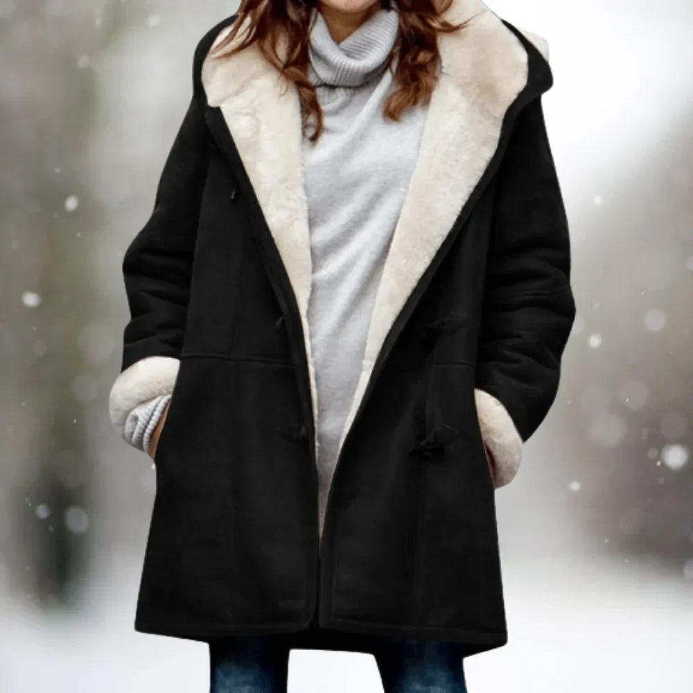 Street-Wave Suede Fleece Jacket With Hood For Women Warm Plush Lining Urban Chic Outerwear