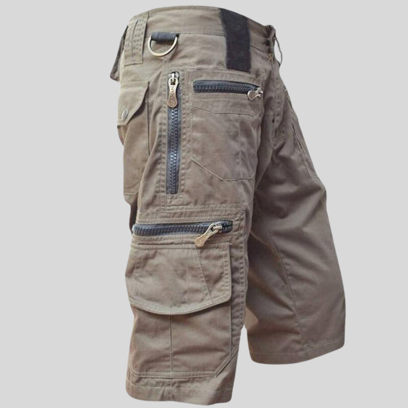 Street-wave Men's Cargo Shorts With Clever Pocket Layout And Invisible Belt Loops For Hiking And Adventure