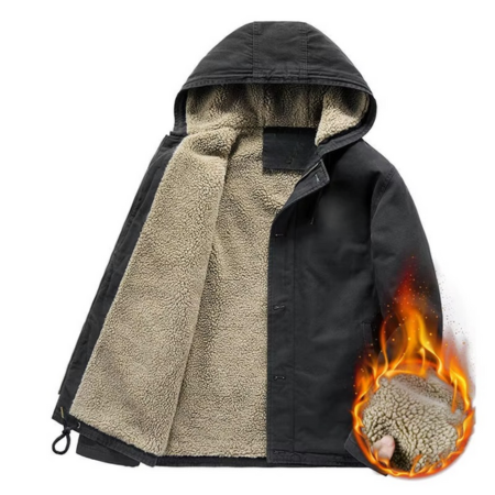 Street-Wave Mens Insulated Cotton Padded Hooded Jacket With Relaxed Fit And Warm Fleece Lining For Winter
