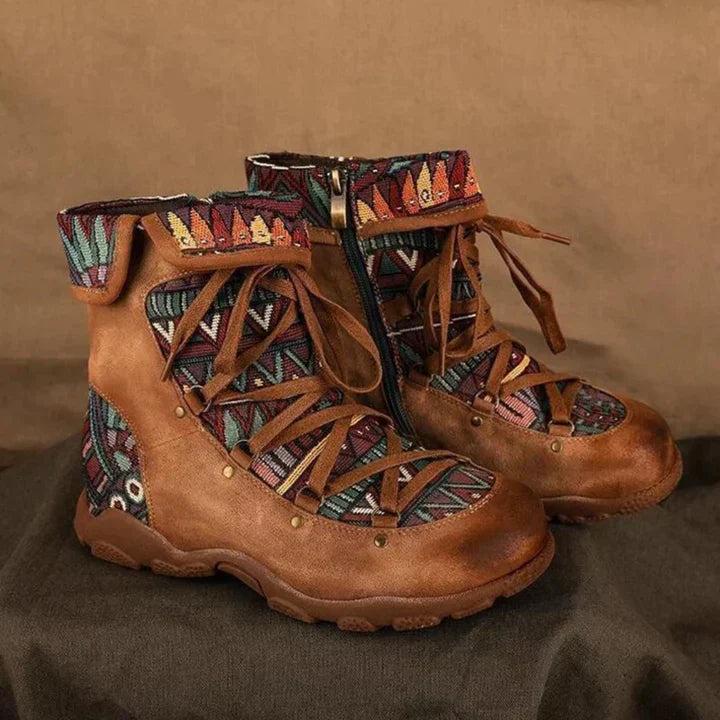 Street-wave Bohemian Boots For Women Cozy Comfort With Soft Sole Side Zip And Flat Heel