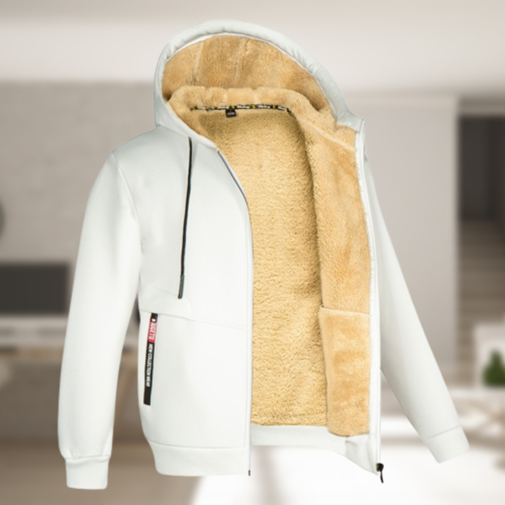 Street-wave Cozy Fleece Hoodie For Men With Plush Lining And Adjustable Hood For Winter Comfort