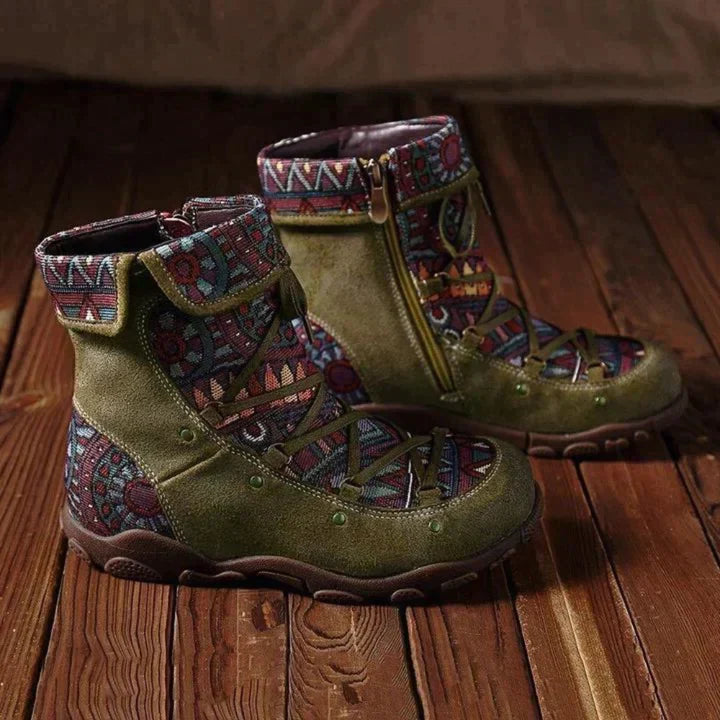 Street-wave Bohemian Boots For Women Cozy Comfort With Soft Sole Side Zip And Flat Heel