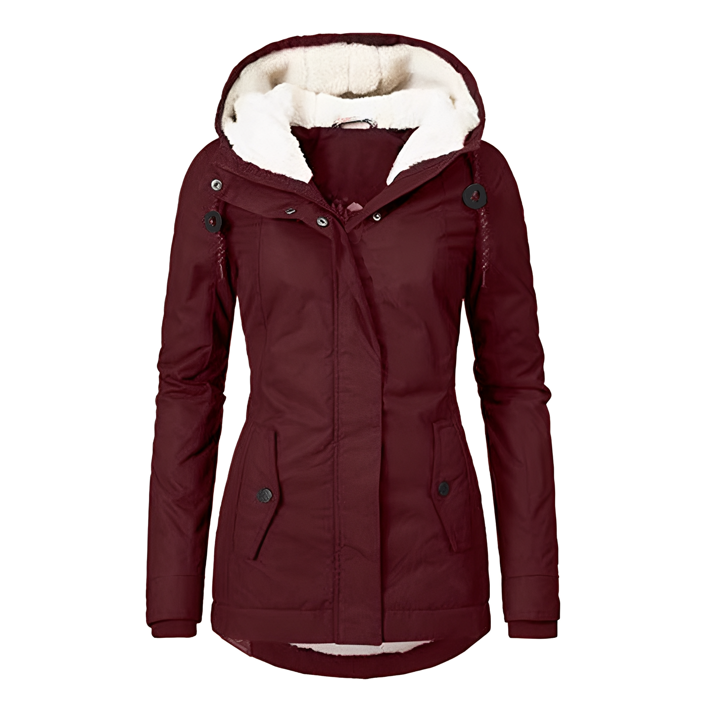 Street Wave Women Warm Quilted Hooded Jacket With Soft Cotton Blend Faux Shearling Lining Windproof Hood Weather Ready