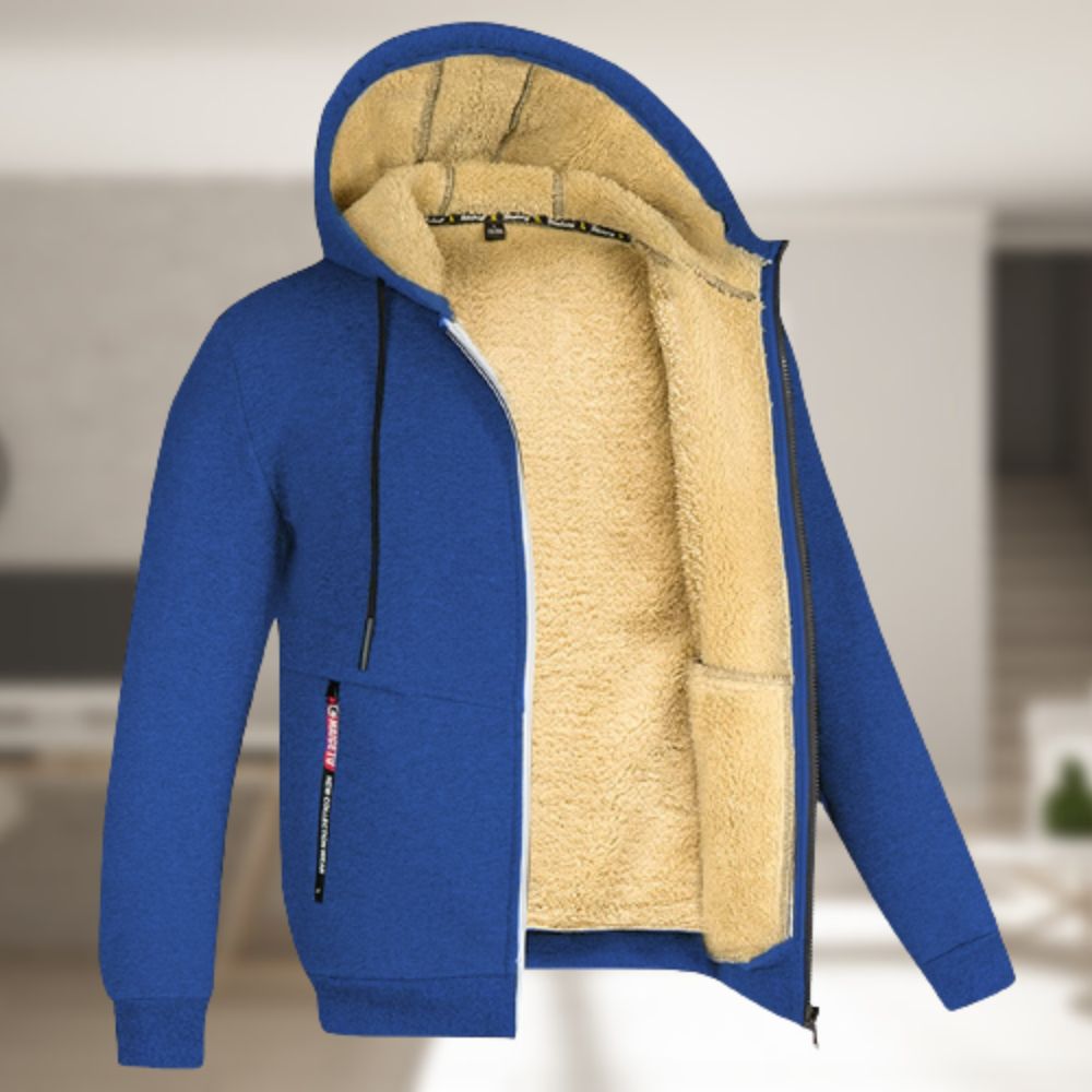 Street-wave Men's Hooded Jacket With Soft Sherpa Fleece Lining Warm Winter Coat For Men